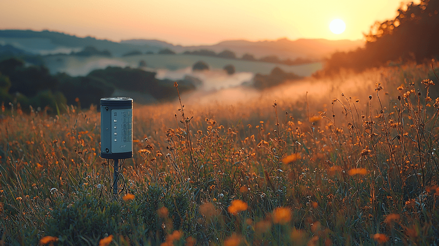 Background image showing environmental sensor with technical aesthetic